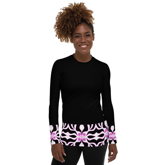 Women's Rash Guard with black and purple print