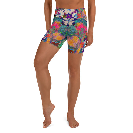 Yoga Shorts orange flowers