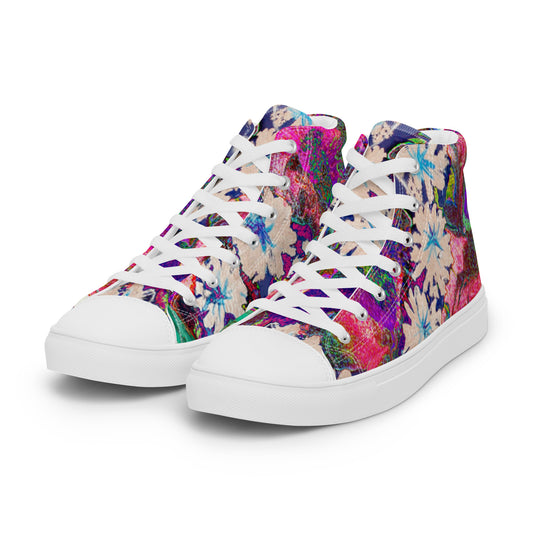 Women’s high top canvas shoes pink flowers