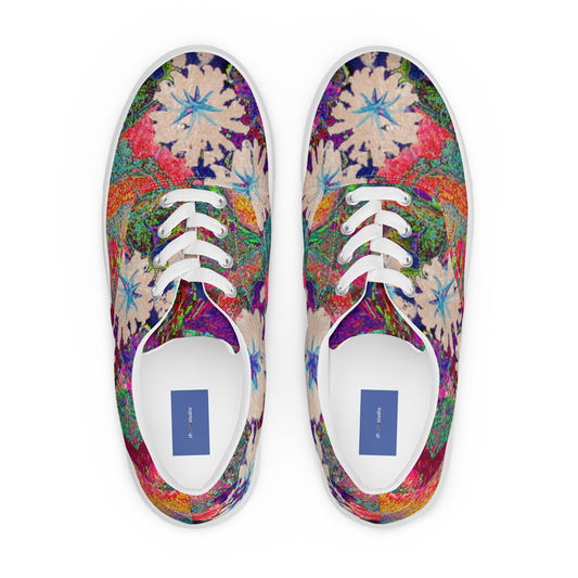 Women’s lace-up canvas shoes orange flowers